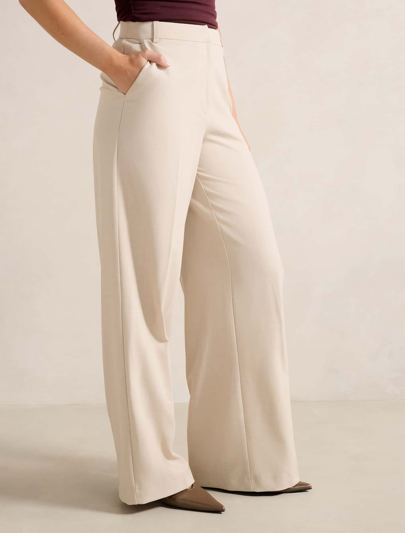 Lulu Wide-Leg Pants Milk Marle Suit