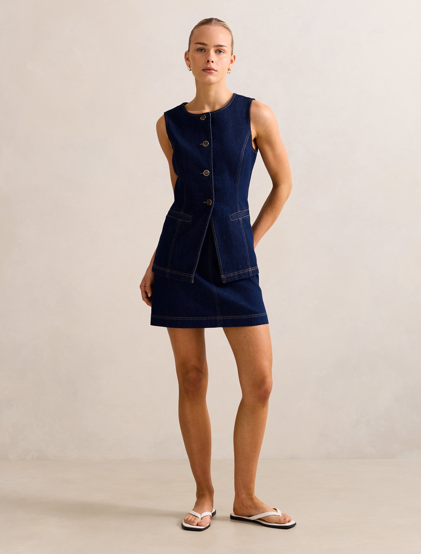 Cassie Denim Waistcoat Dark Wash Co-ord