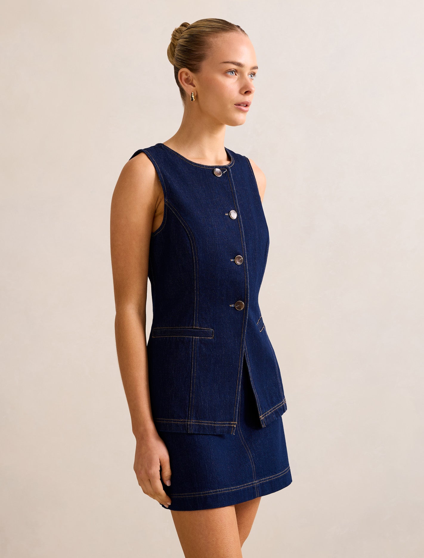 Cassie Denim Waistcoat Dark Wash Co-ord