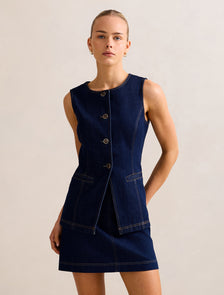 Cassie Denim Waistcoat Dark Wash Co-ord