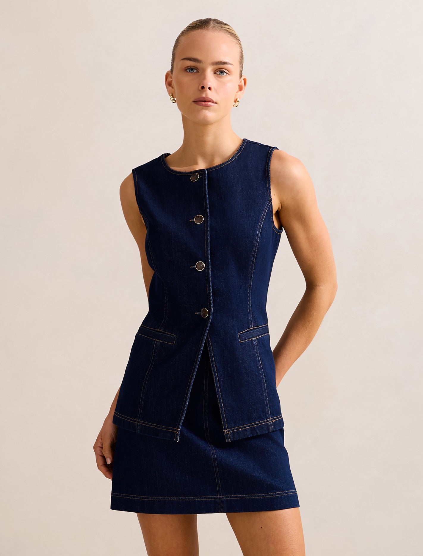Cassie Denim Waistcoat Dark Wash Co-ord