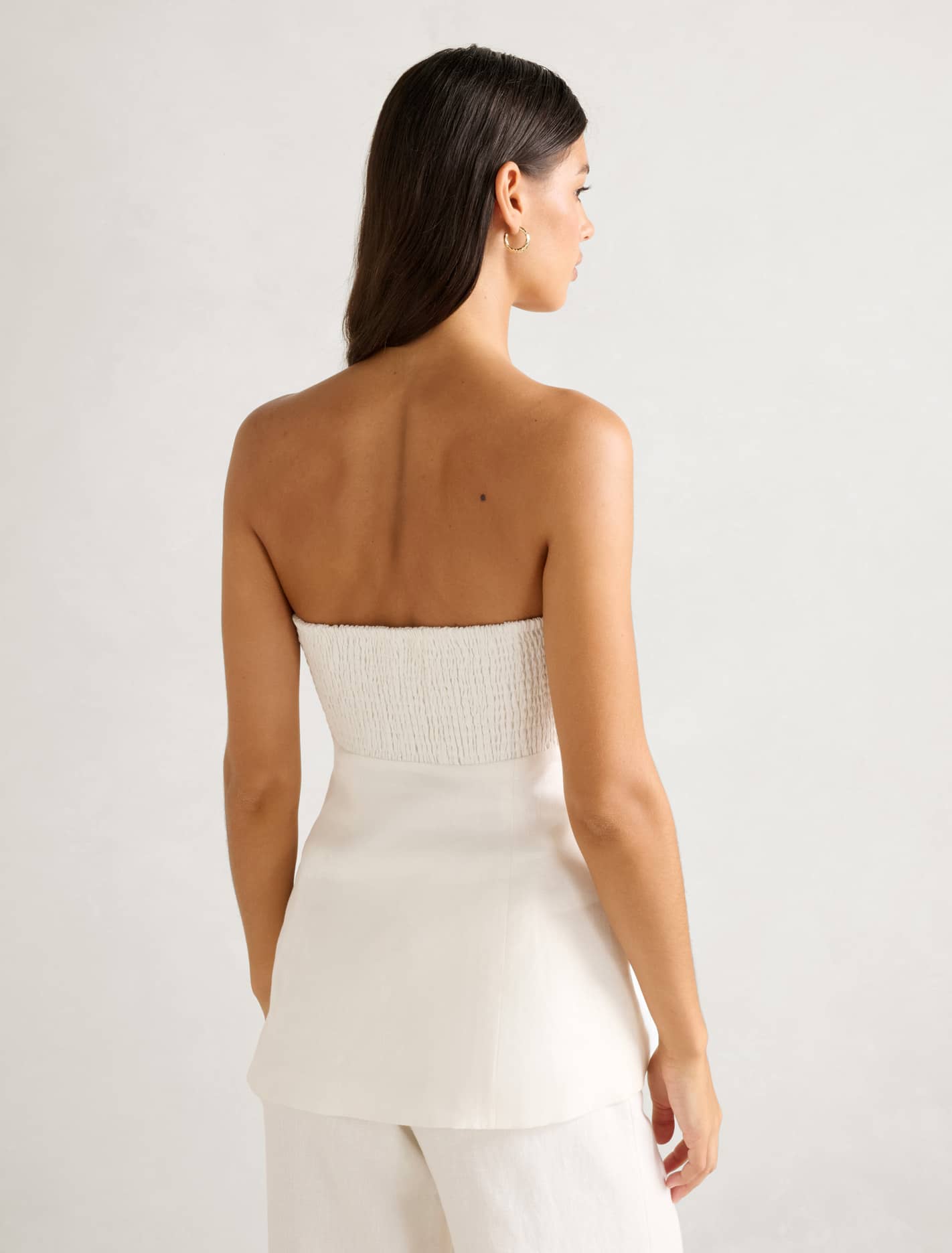 Delton Linen Bandeau Top Porcelain Co-Ord