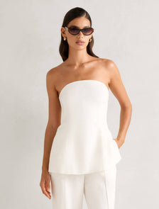 Delton Linen Bandeau Top Porcelain Co-Ord