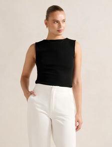 Frankie Boat Neck Tank Black