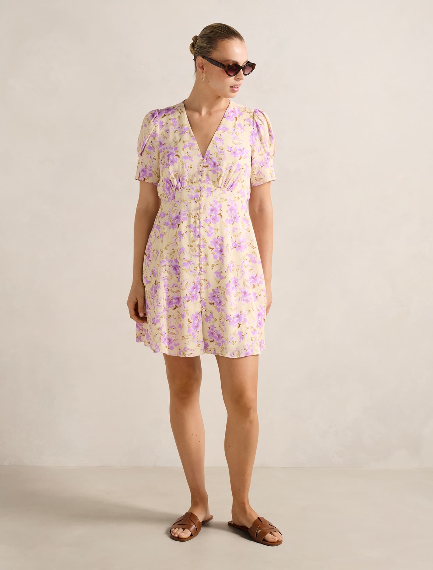 Saffron Printed Mini Sun Dress Saja Ditsy