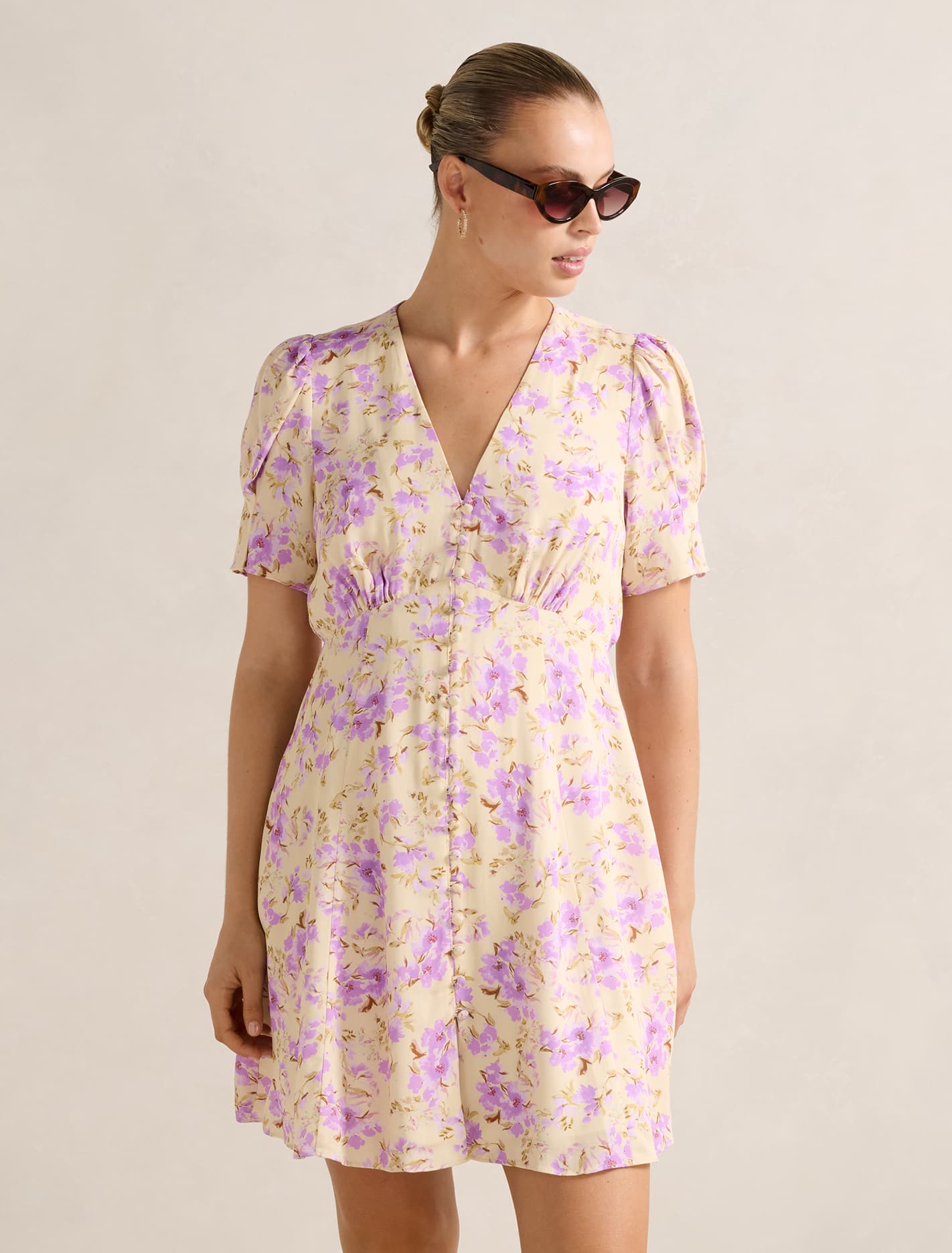Saffron Printed Mini Sun Dress Saja Ditsy