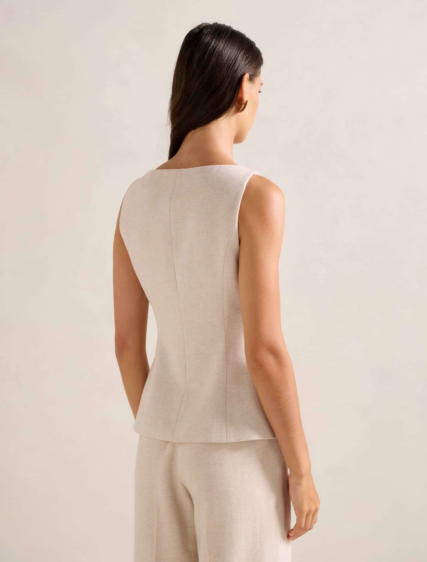 Sonja Herringbone Waistcoat Cream Suit