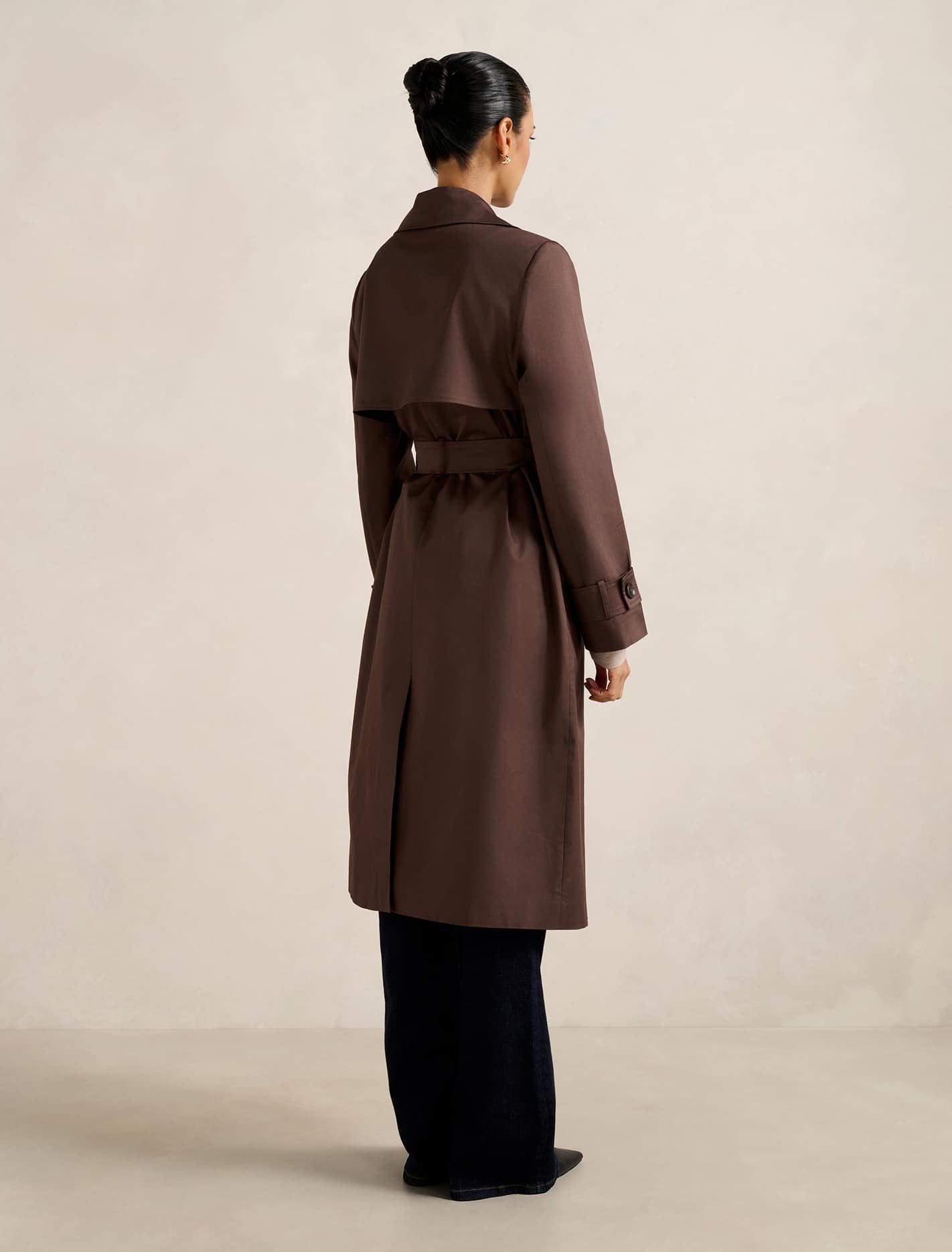 Ameria Petite Soft Trench Coat Chocolate