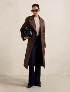 Ameria Petite Soft Trench Coat Chocolate