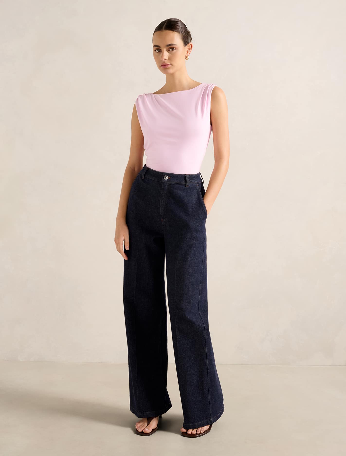 June Cowl Back Tank Soft Pink