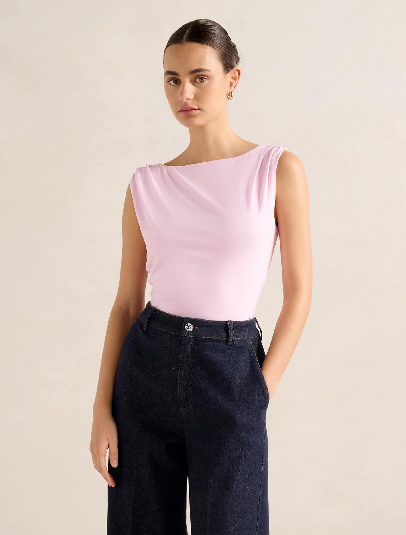 June Cowl Back Tank Soft Pink