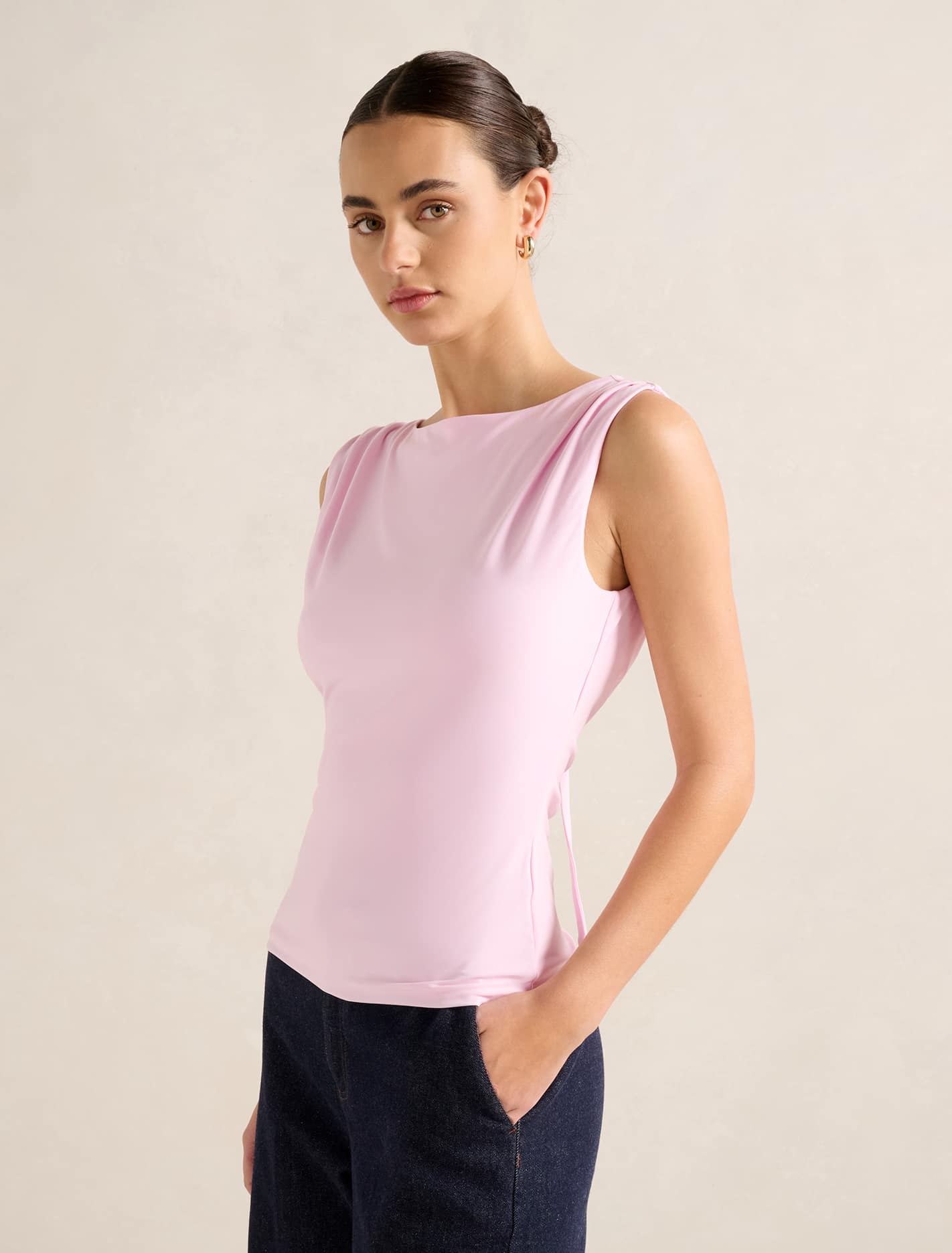 June Cowl Back Tank Soft Pink