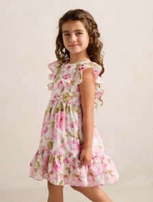 Diana Tiered Frill Midi Girls Dress Layla Botanical