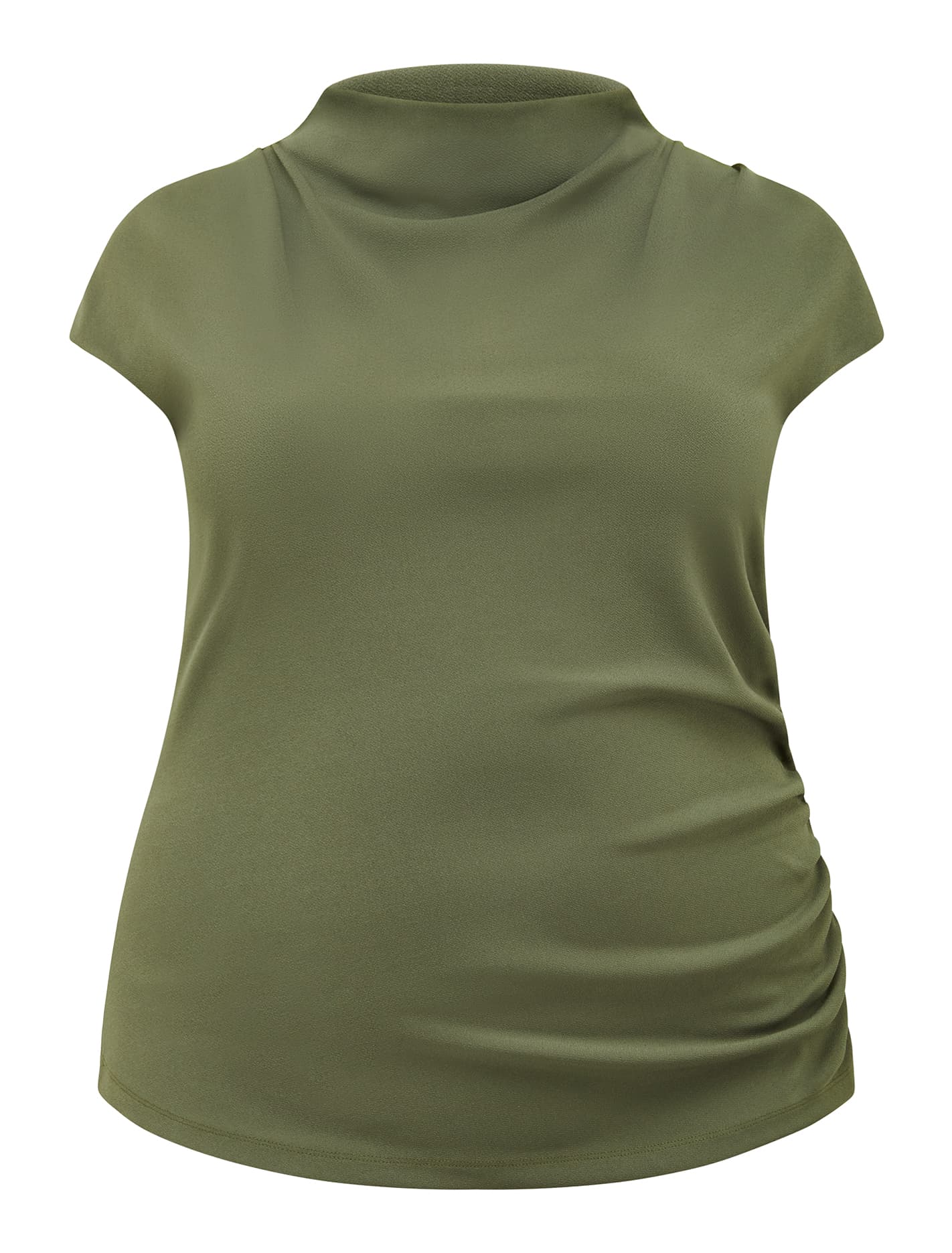 Leenah Curve Grown-on Neck Top Dark Green