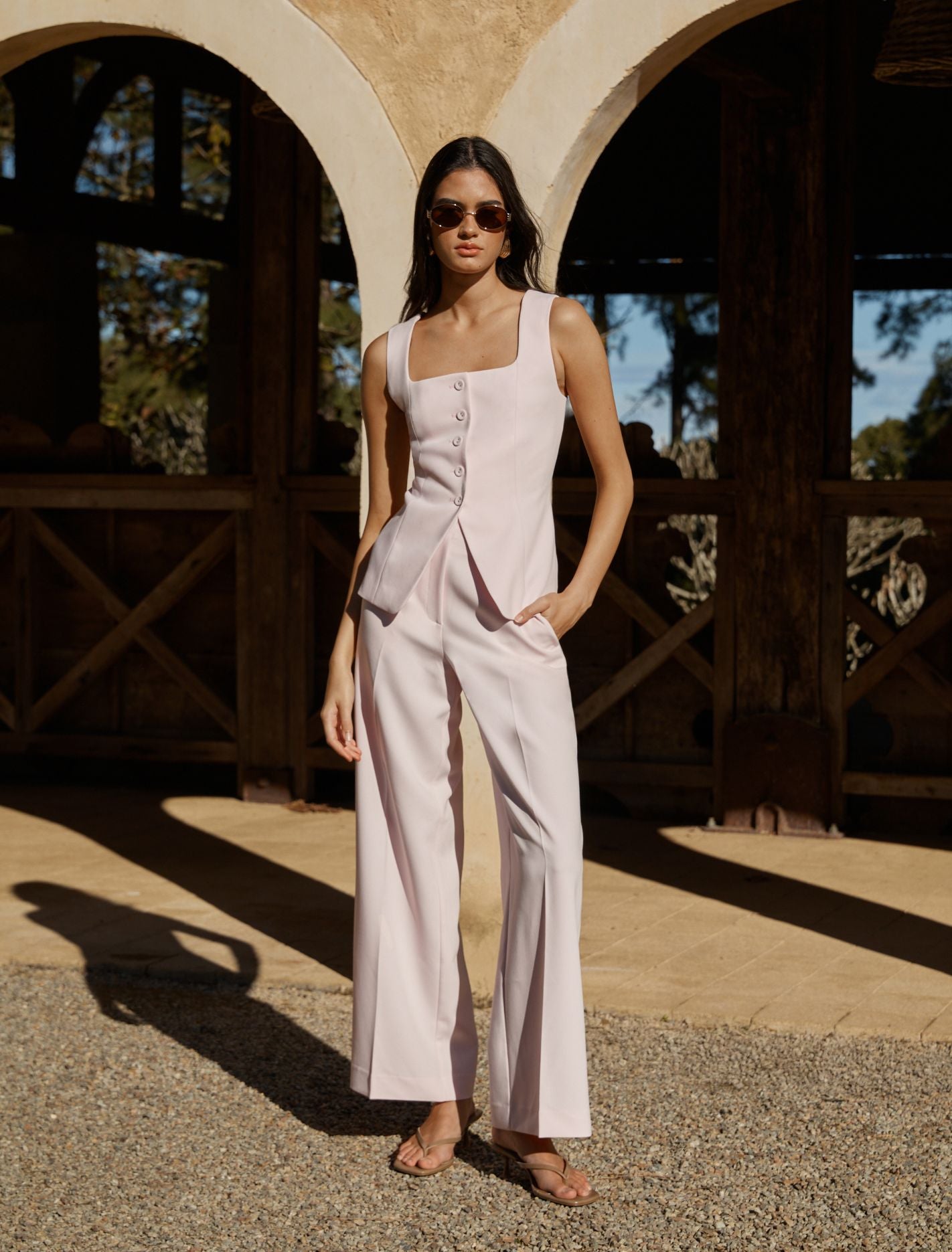 Haisley Square Neck Waistcoat Cherry Blossom Suit