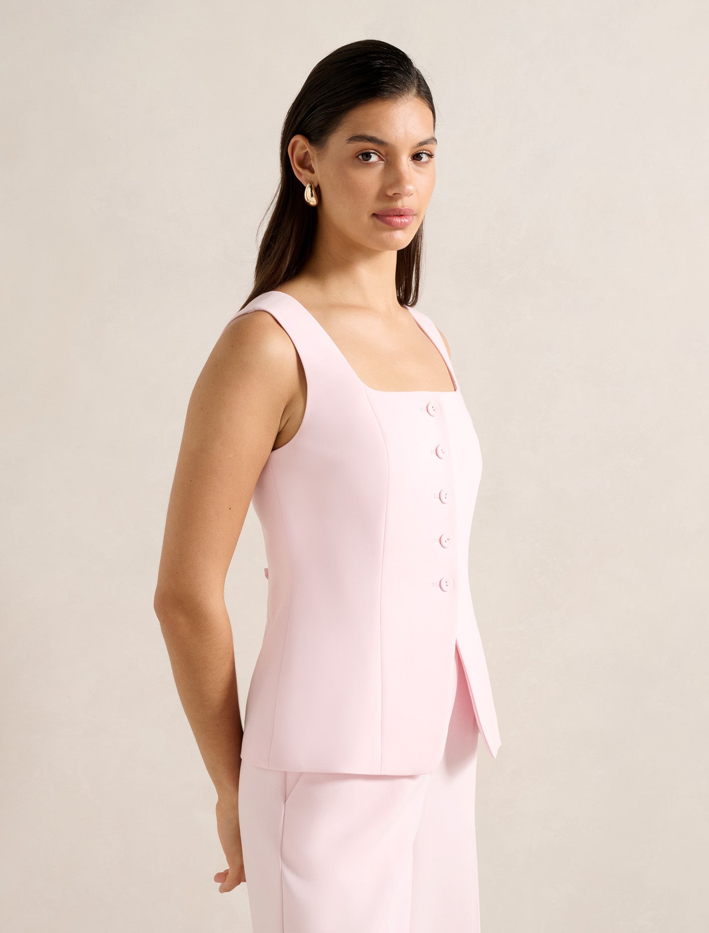 Haisley Square Neck Waistcoat Cherry Blossom Suit