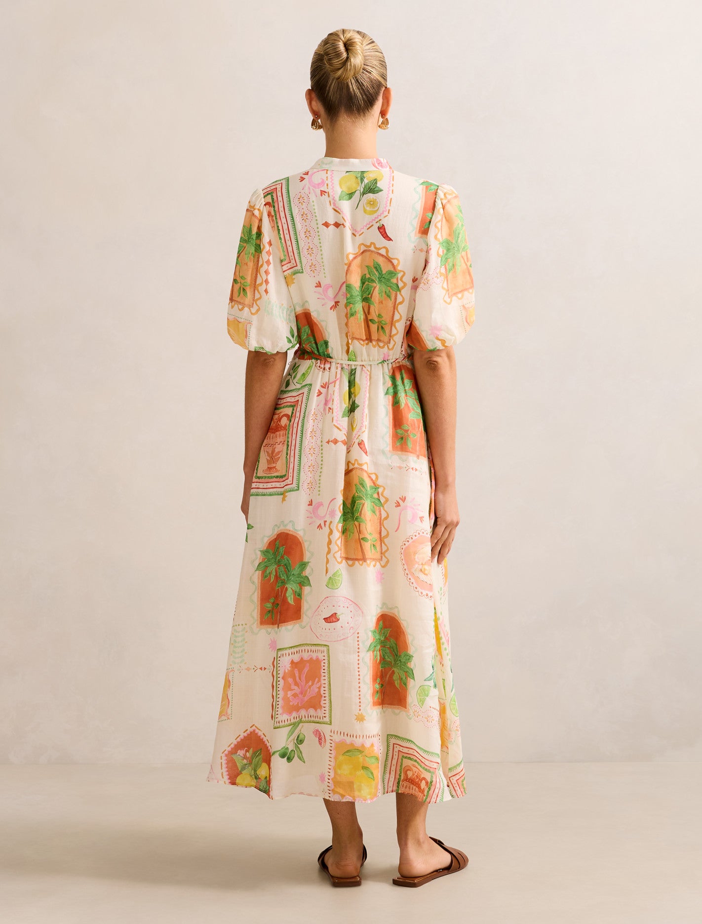 Sophie Puff Sleeve Midi Dress Almada Holiday