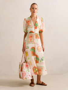 Sophie Puff Sleeve Midi Dress Almada Holiday