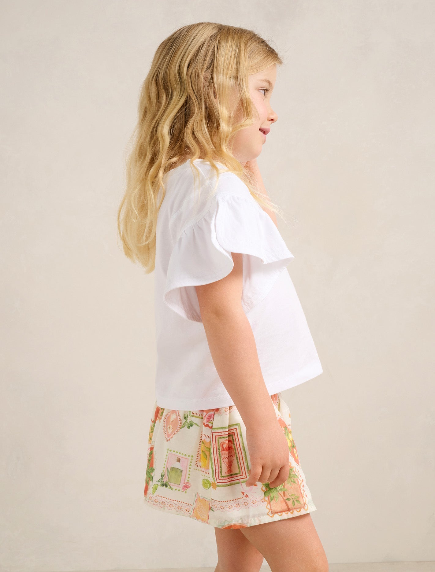 Milla Girls Flutter Sleeve Top White Cloud
