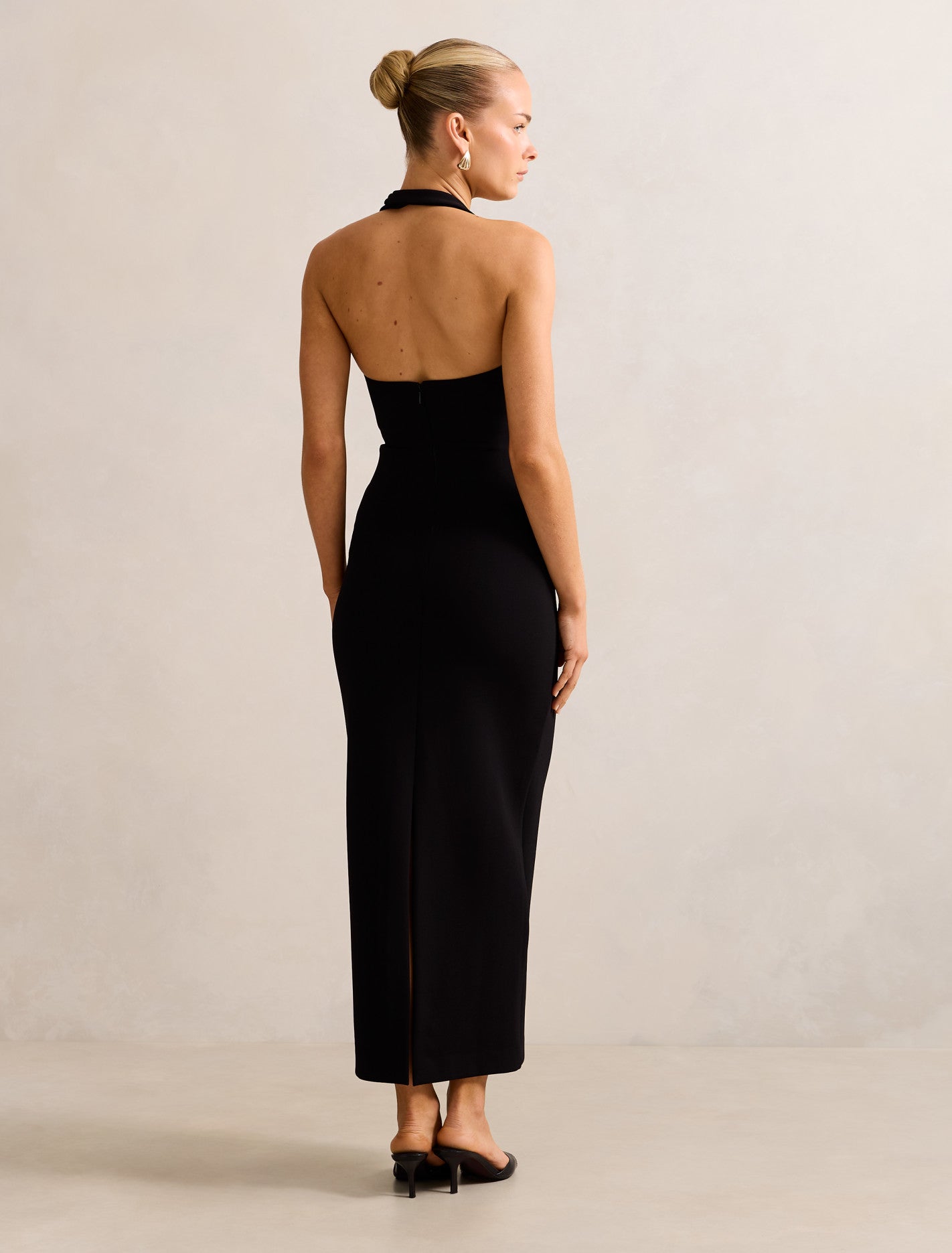 Georgie Halter Ruched Bodycon Dress Black