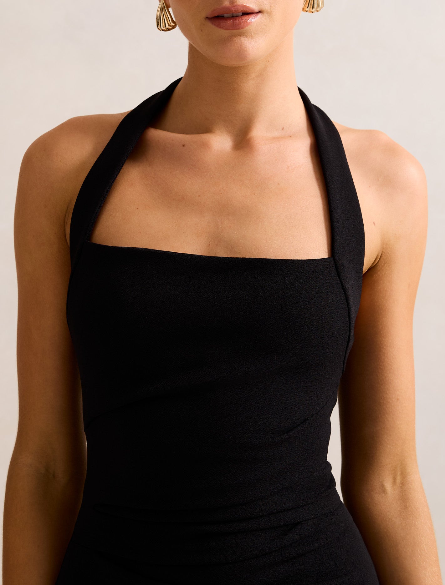 Georgie Halter Ruched Bodycon Dress Black