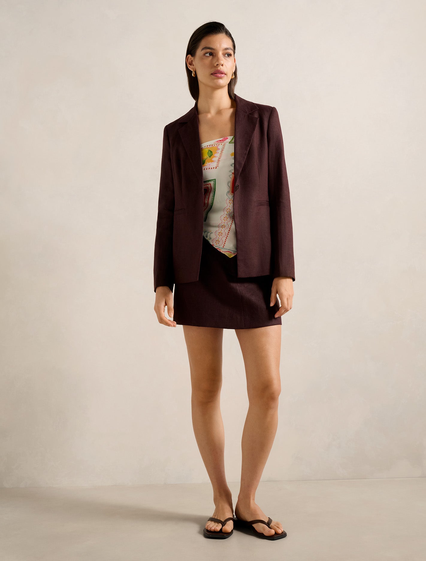 Lucy Linen Blazer Dark Chocolate
