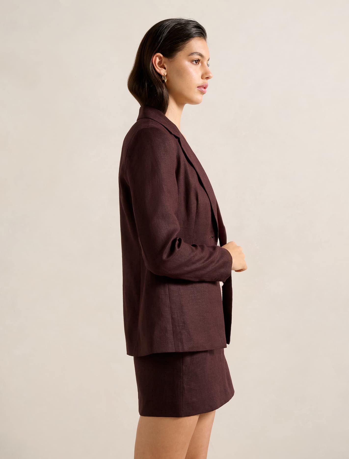Lucy Linen Blazer Dark Chocolate