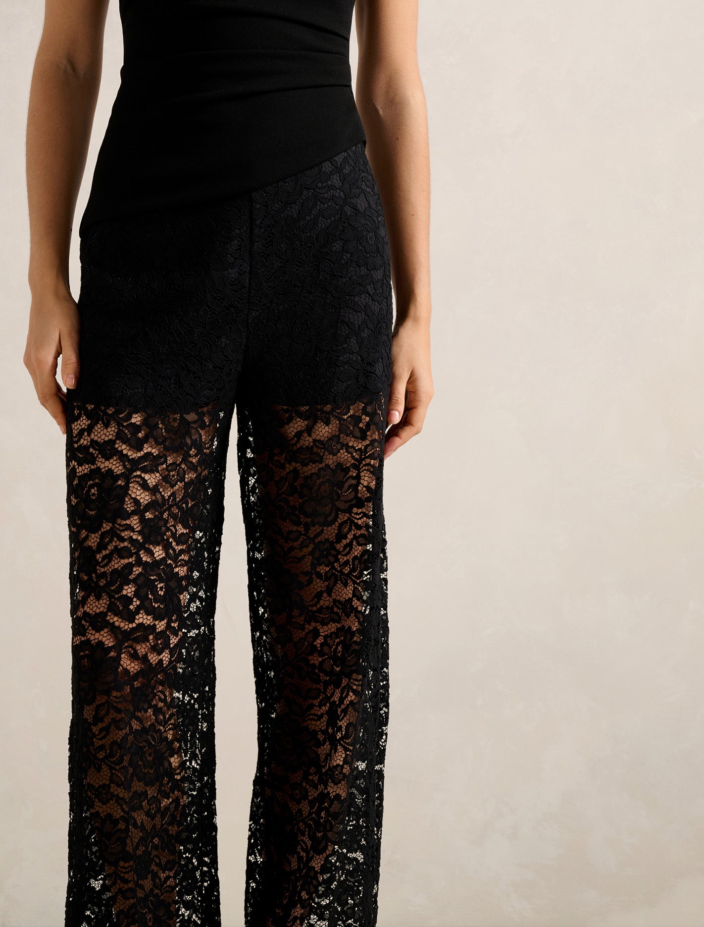 Lani Lace Wide Leg Pant Black