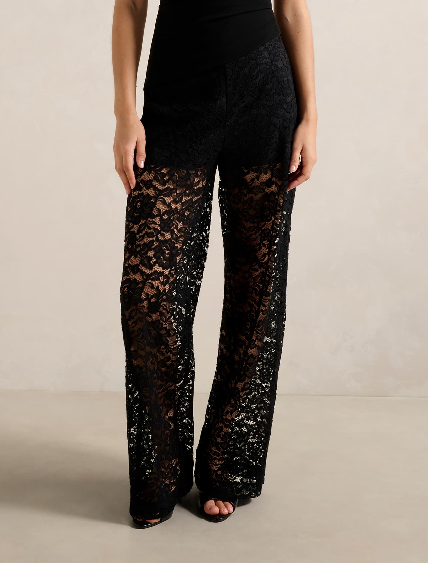 Lani Lace Wide Leg Pant Black