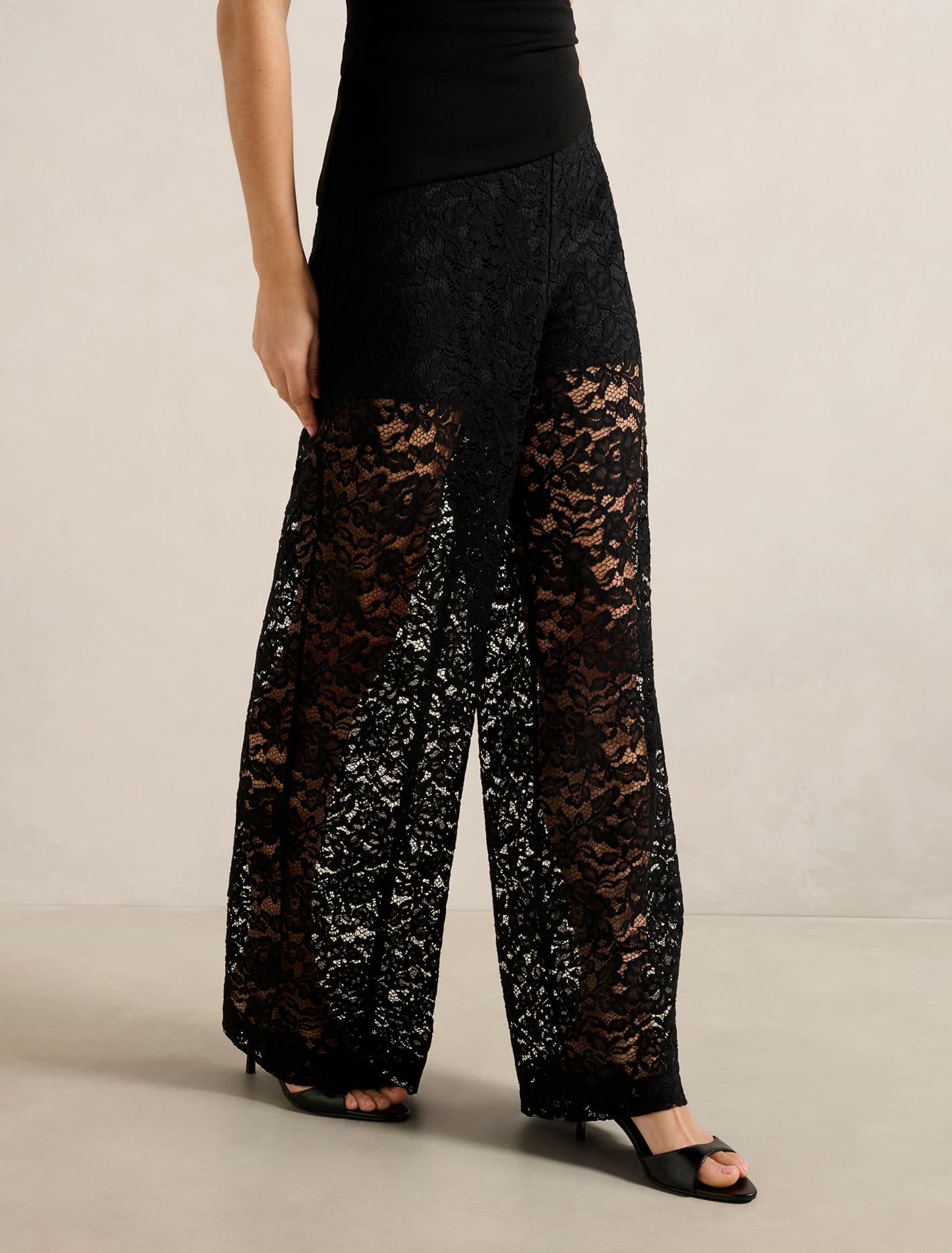 Lani Lace Wide Leg Pant Black