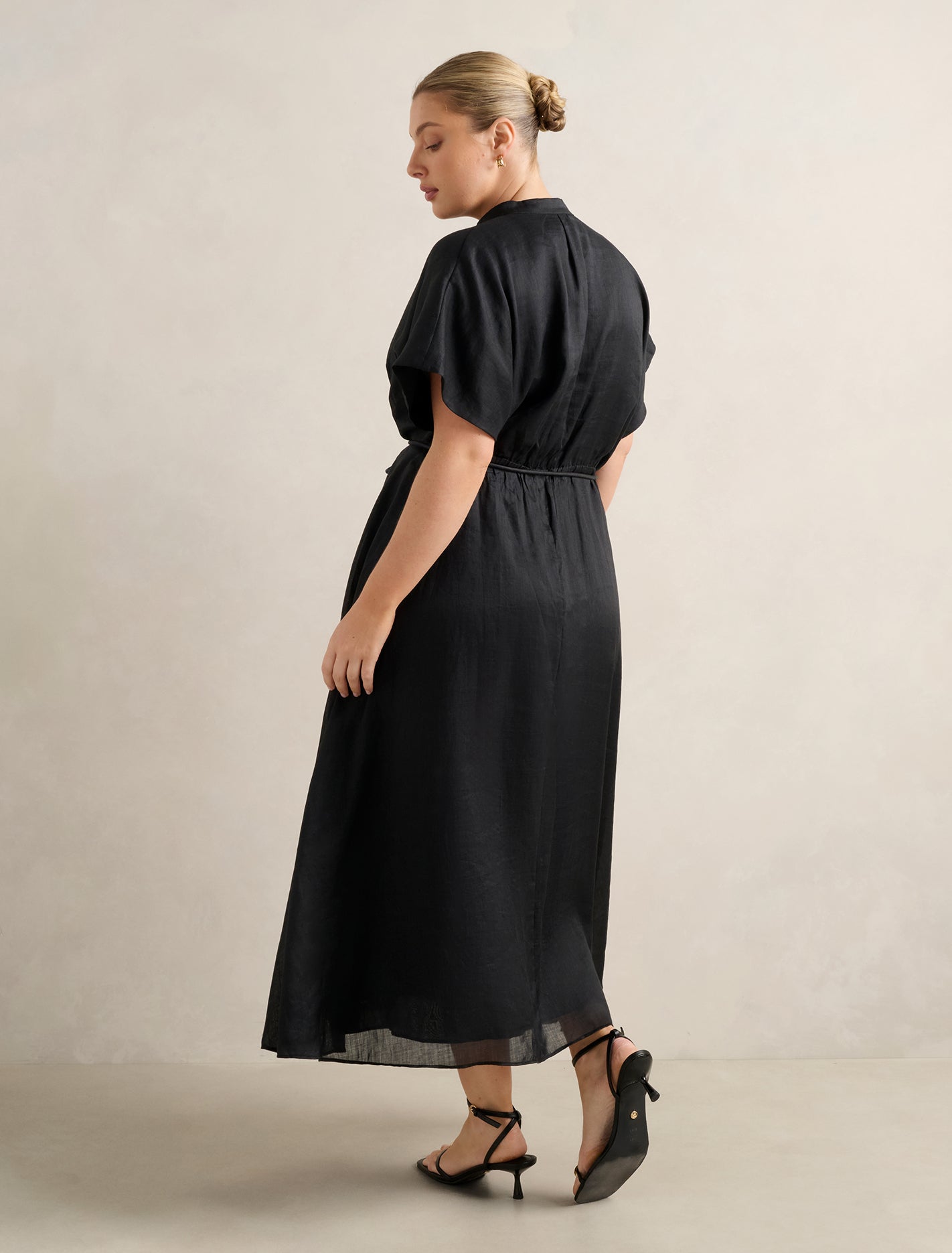 Jemma Curve Shirt Midi Dress Black