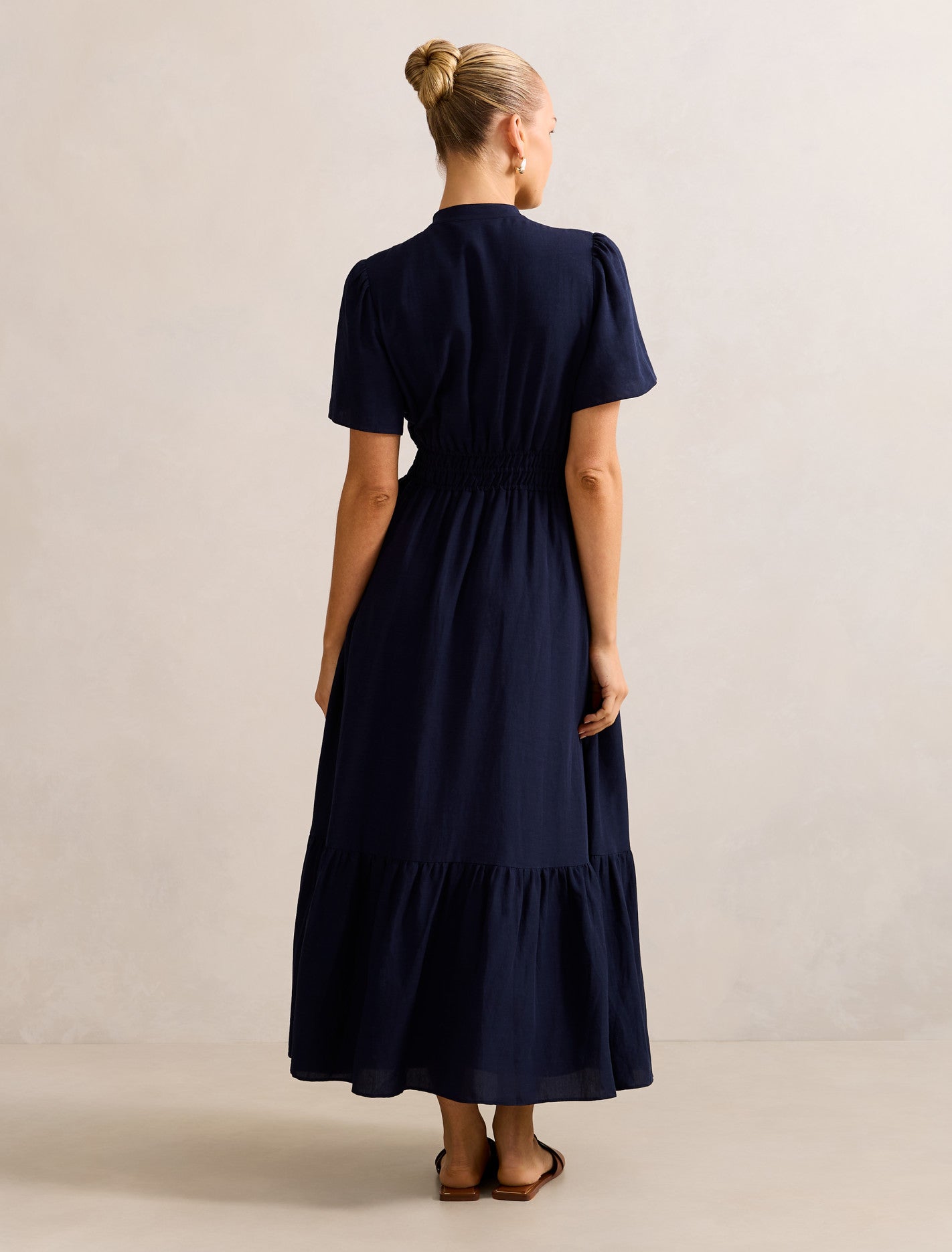 Eleanor Button Down Midi Navy Sails