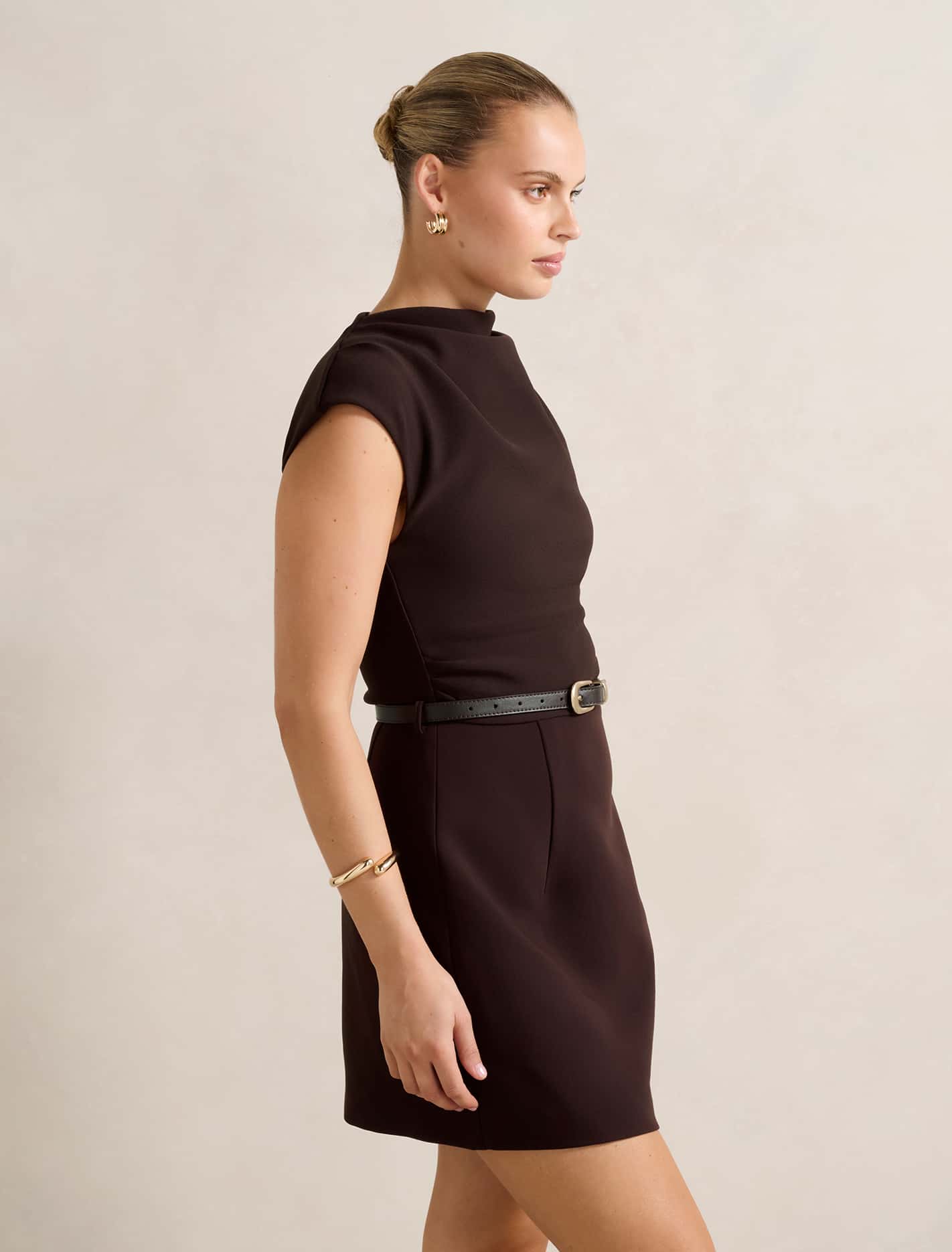 Natalie 2-in-1 Mini Dress Chocolate