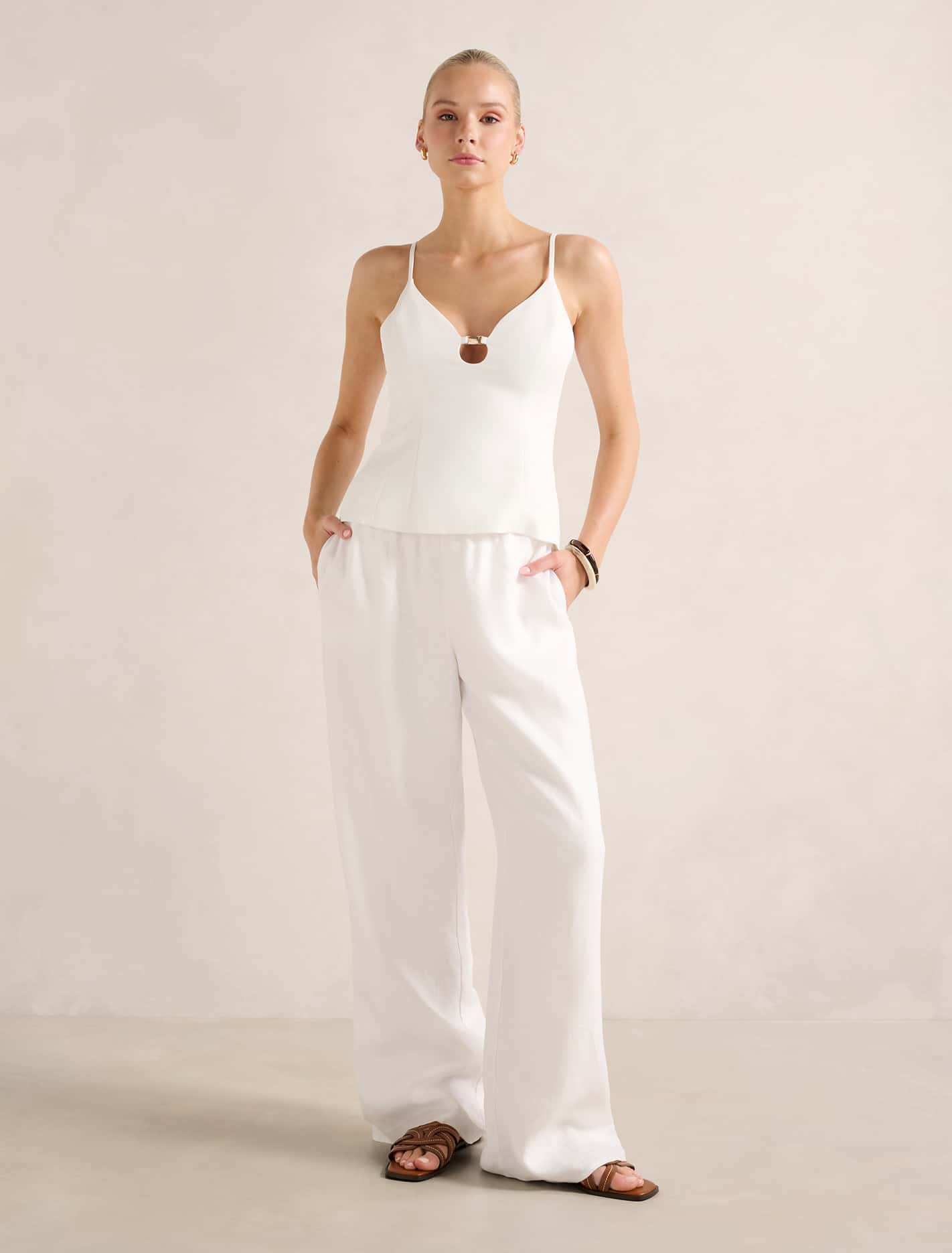 Emery Strappy Top Porcelain