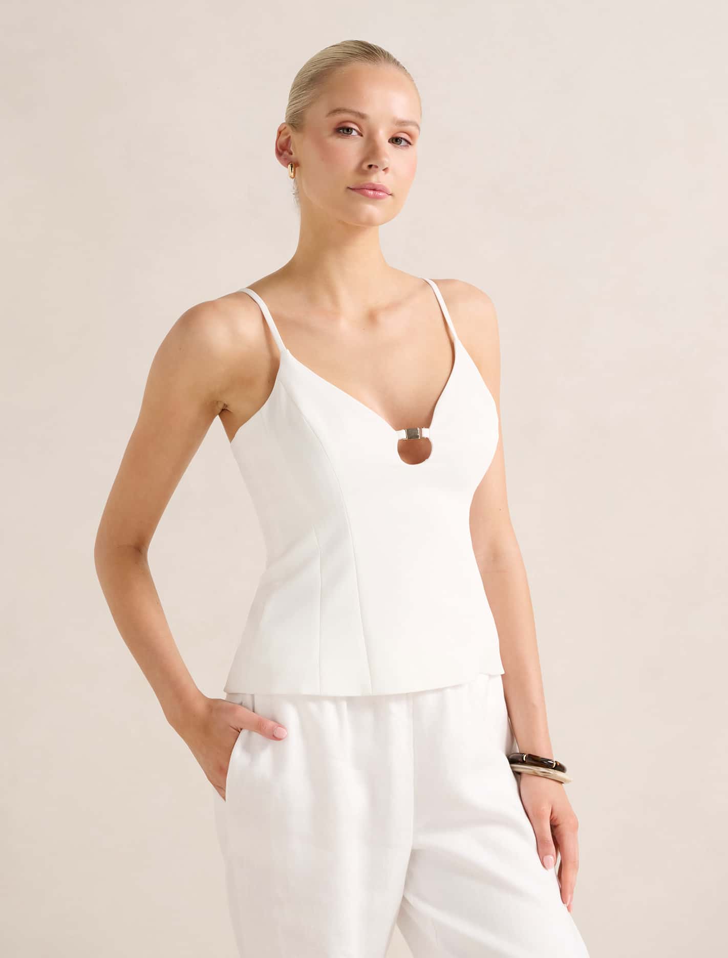 Emery Strappy Top Porcelain