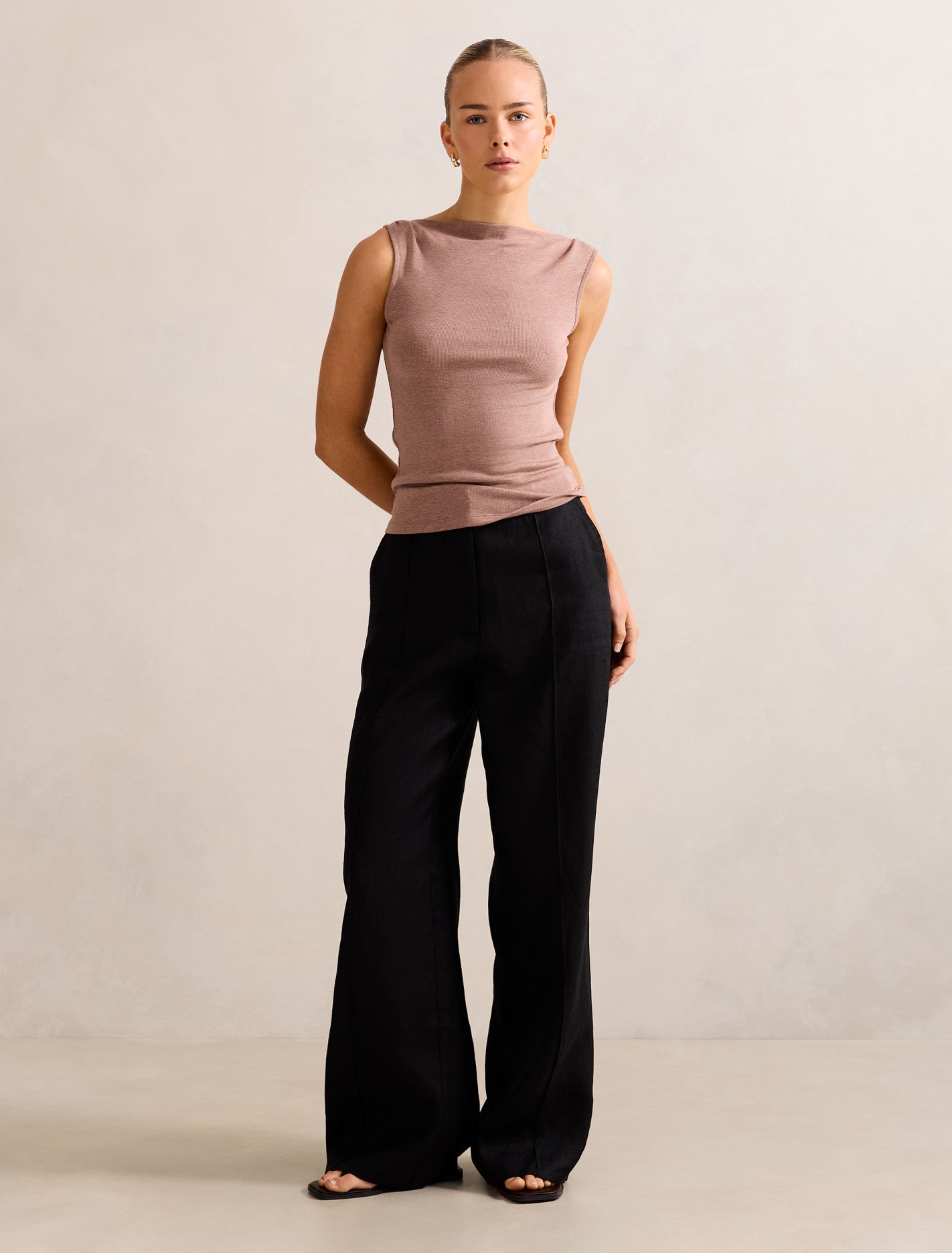 Josephine Straight Neck Tank Hazelnut Marle
