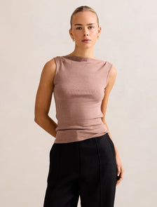 Josephine Straight Neck Tank Hazelnut Marle
