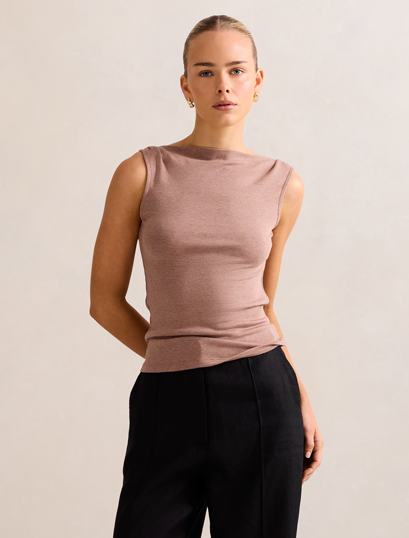 Josephine Straight Neck Tank Hazelnut Marle