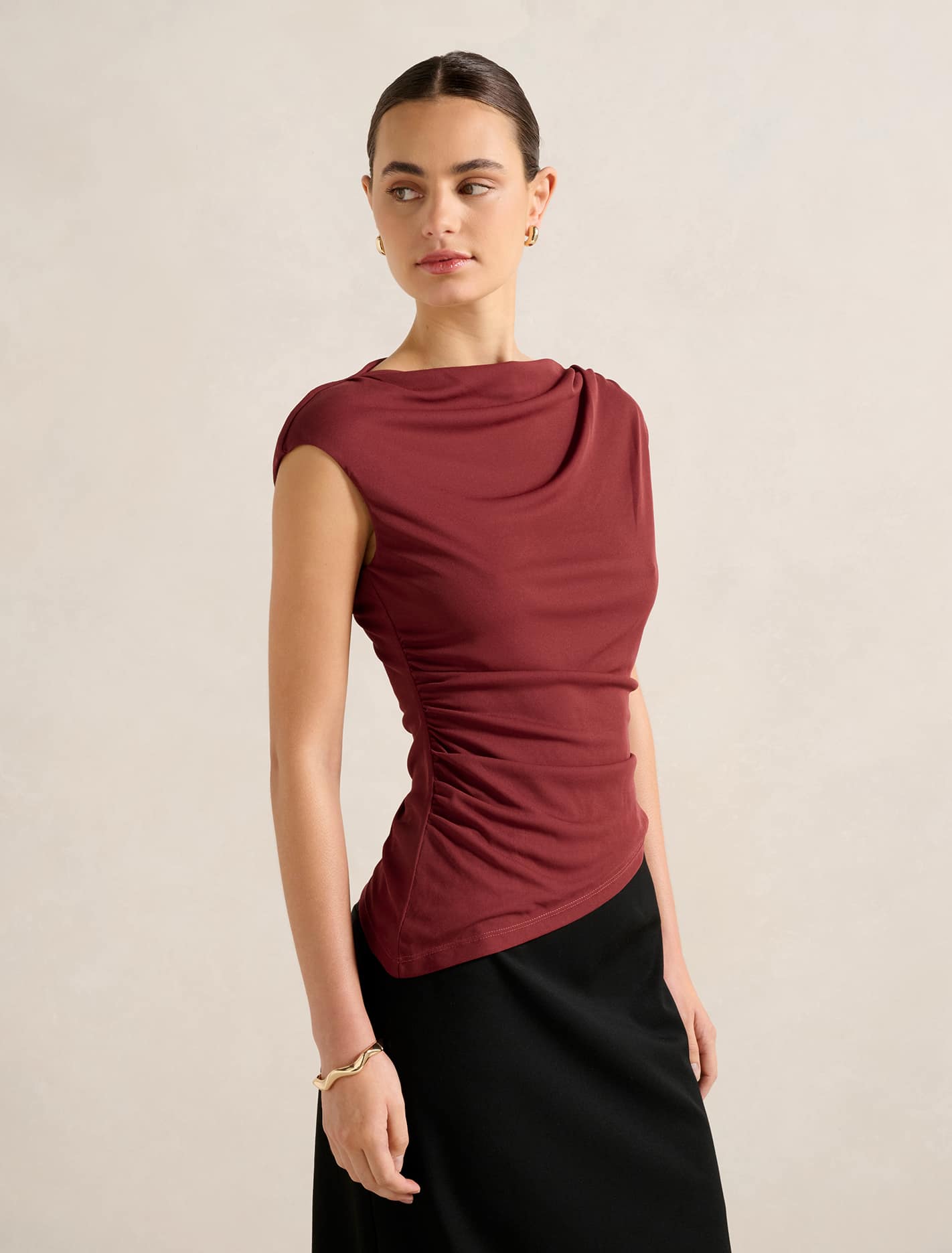 Tilda Mesh Asymm Top Cognac