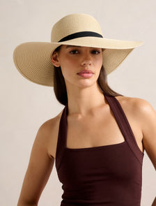 Wendy Wide Brim Gold Detail Hat Natural