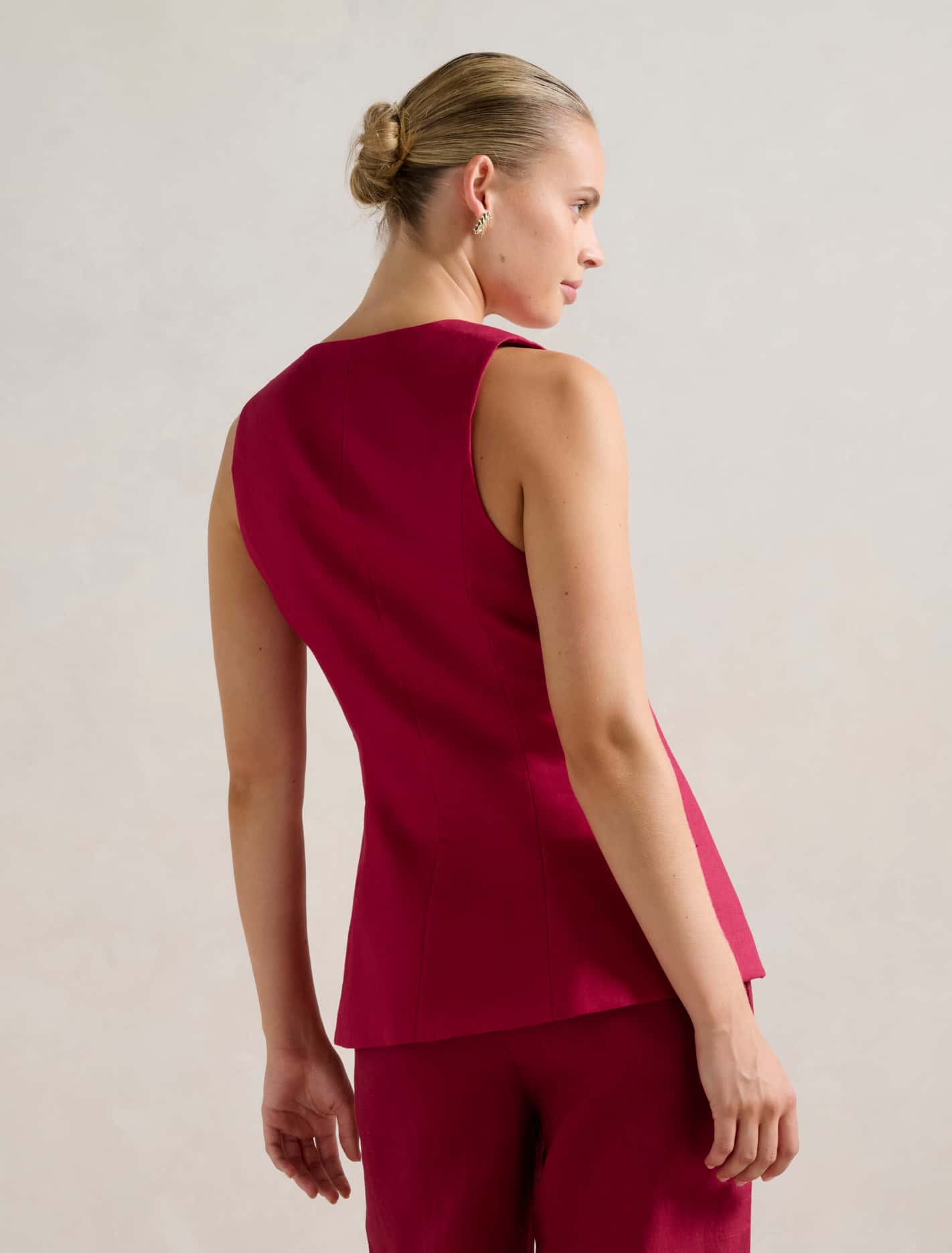 Winnie Longline Waistcoat Rio Red Co-ord