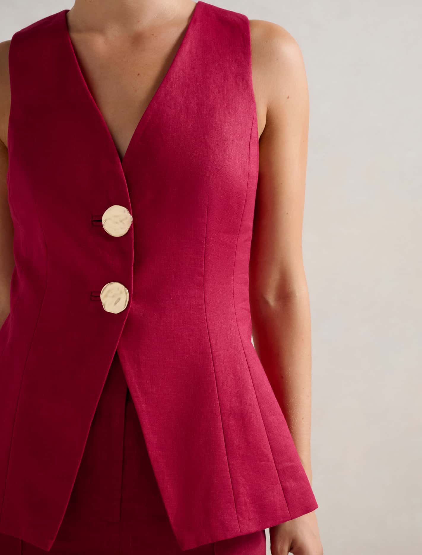 Winnie Longline Waistcoat Rio Red Co-ord