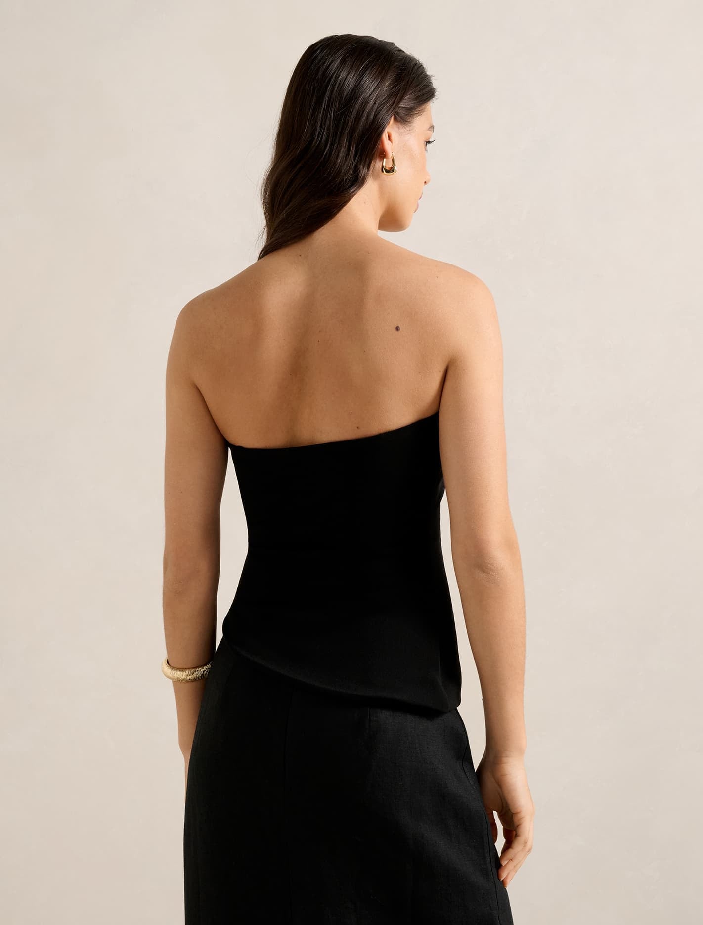 Pattie Asymmetric Bandeau Top Black