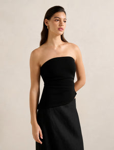 Pattie Asymmetric Bandeau Top Black