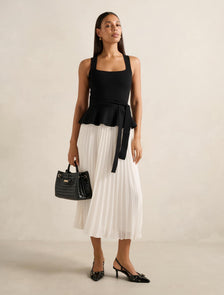 Peony Pleat Mixed Dress Mono
