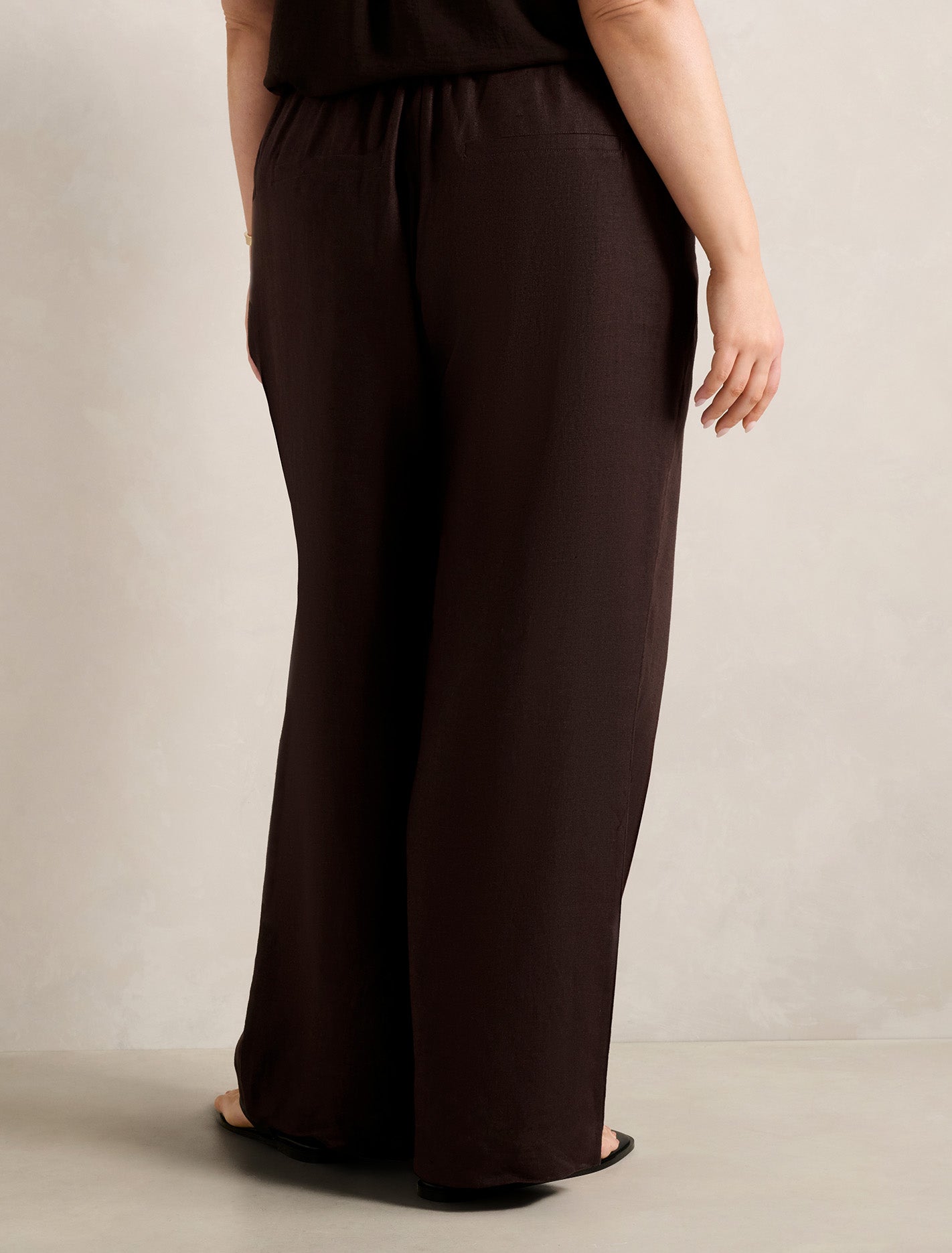 Posey Curve Linen Wide Leg Pants Dark Chocolate