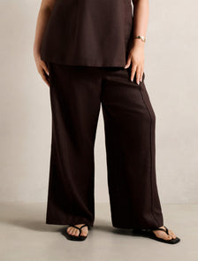 Posey Curve Linen Wide Leg Pants Dark Chocolate