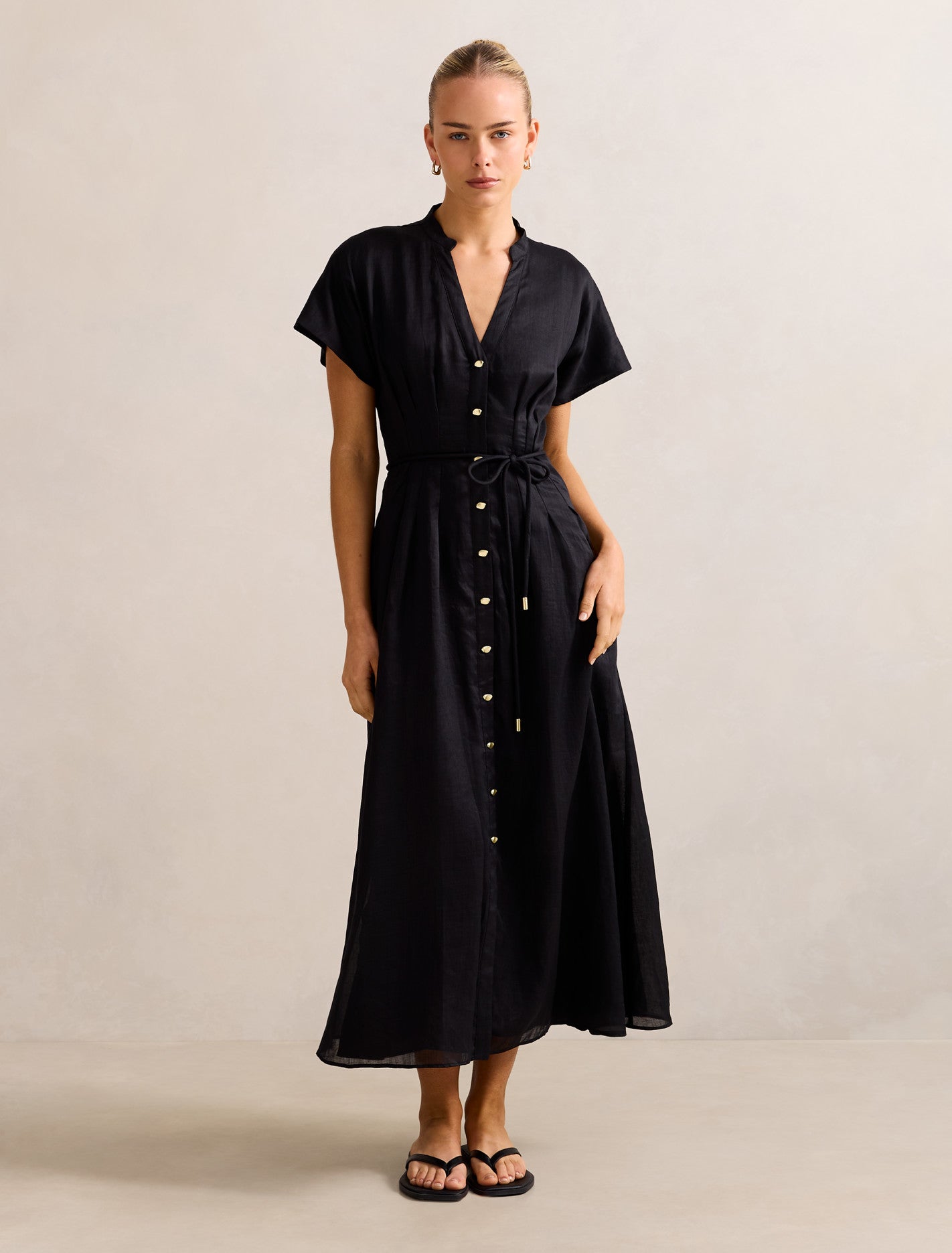 Jemma Shirt Midi Dress Black