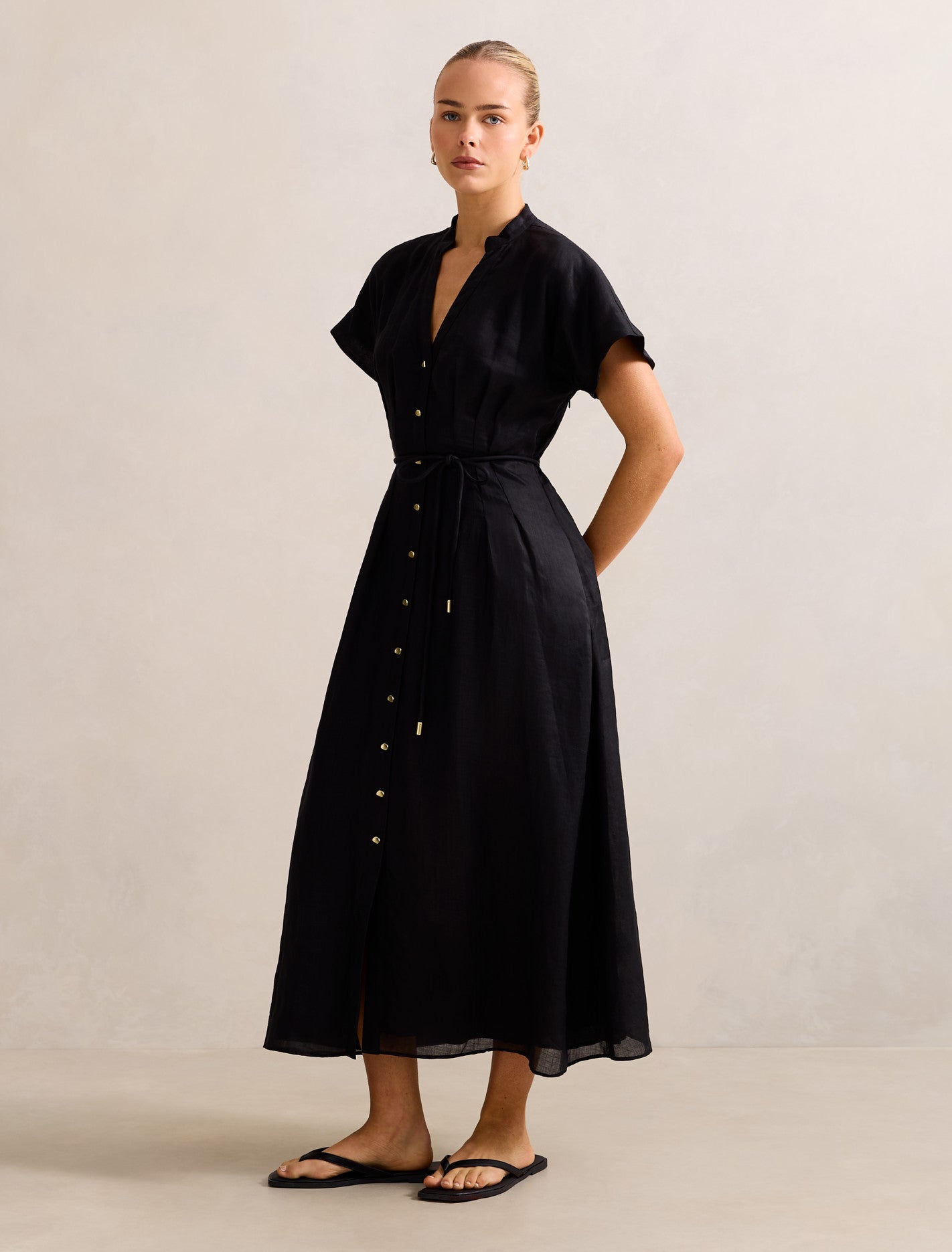 Jemma Shirt Midi Dress Black