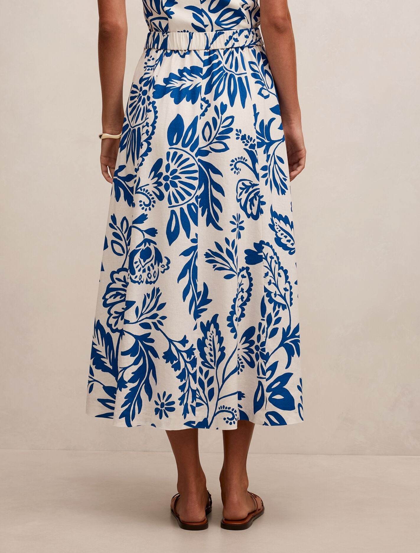 Darcy Printed Seamed Midi Skirt Lazuli Floral Co-ord